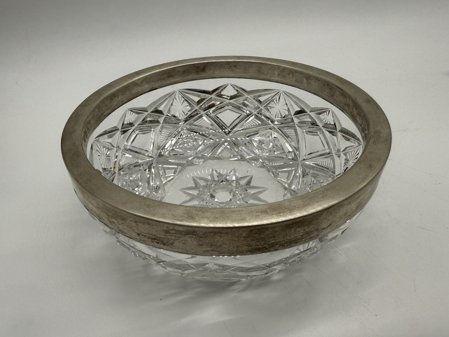 VINTAGE SCHALE KRISTALLGLAS MIT 800er SILBERRAND