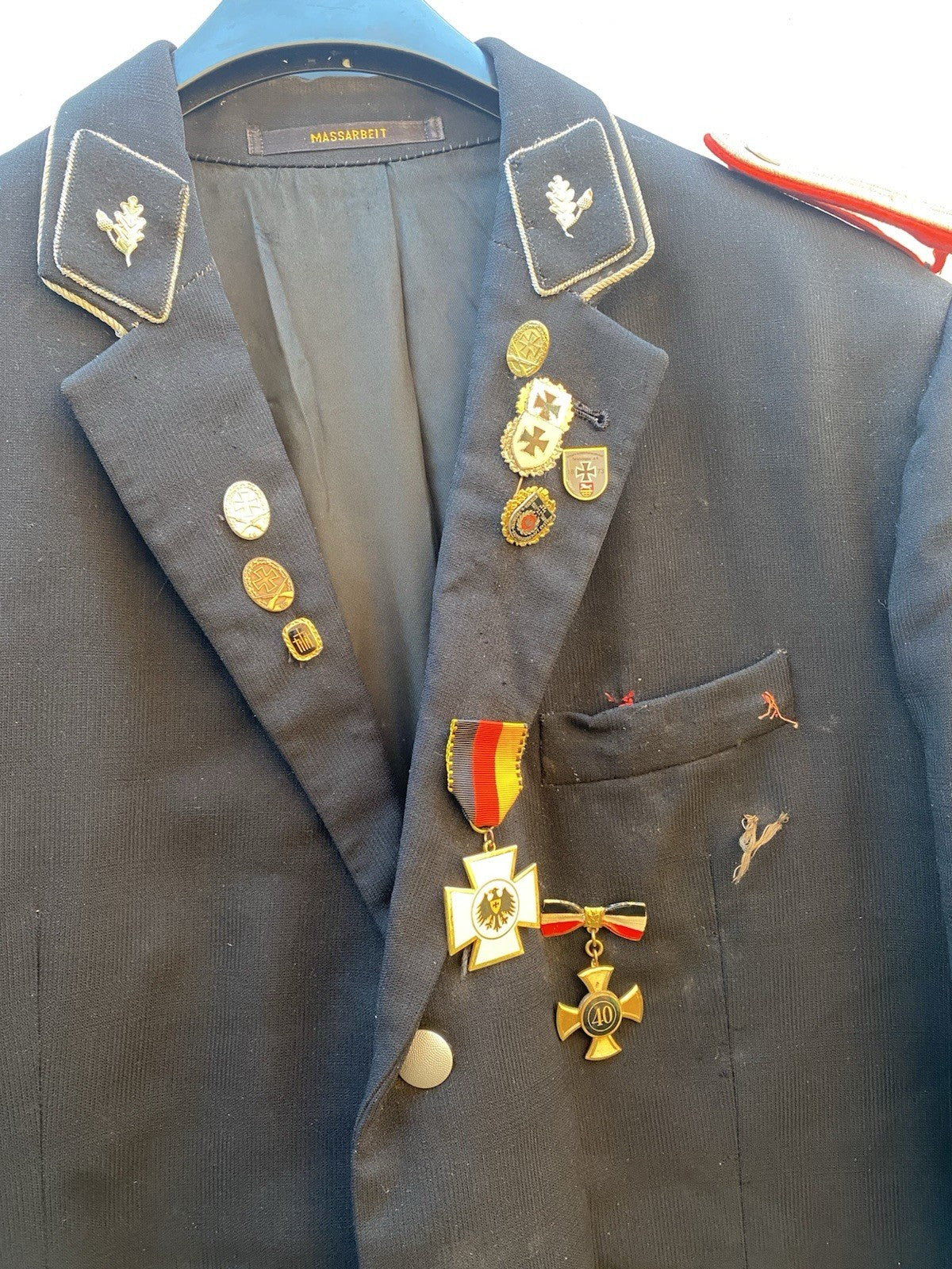 UNIFORM VINTAGE SCHÜTZENVEREIN KSK EYSTRUP JACKE MASSARBEIT MIT ORDEN GR.M