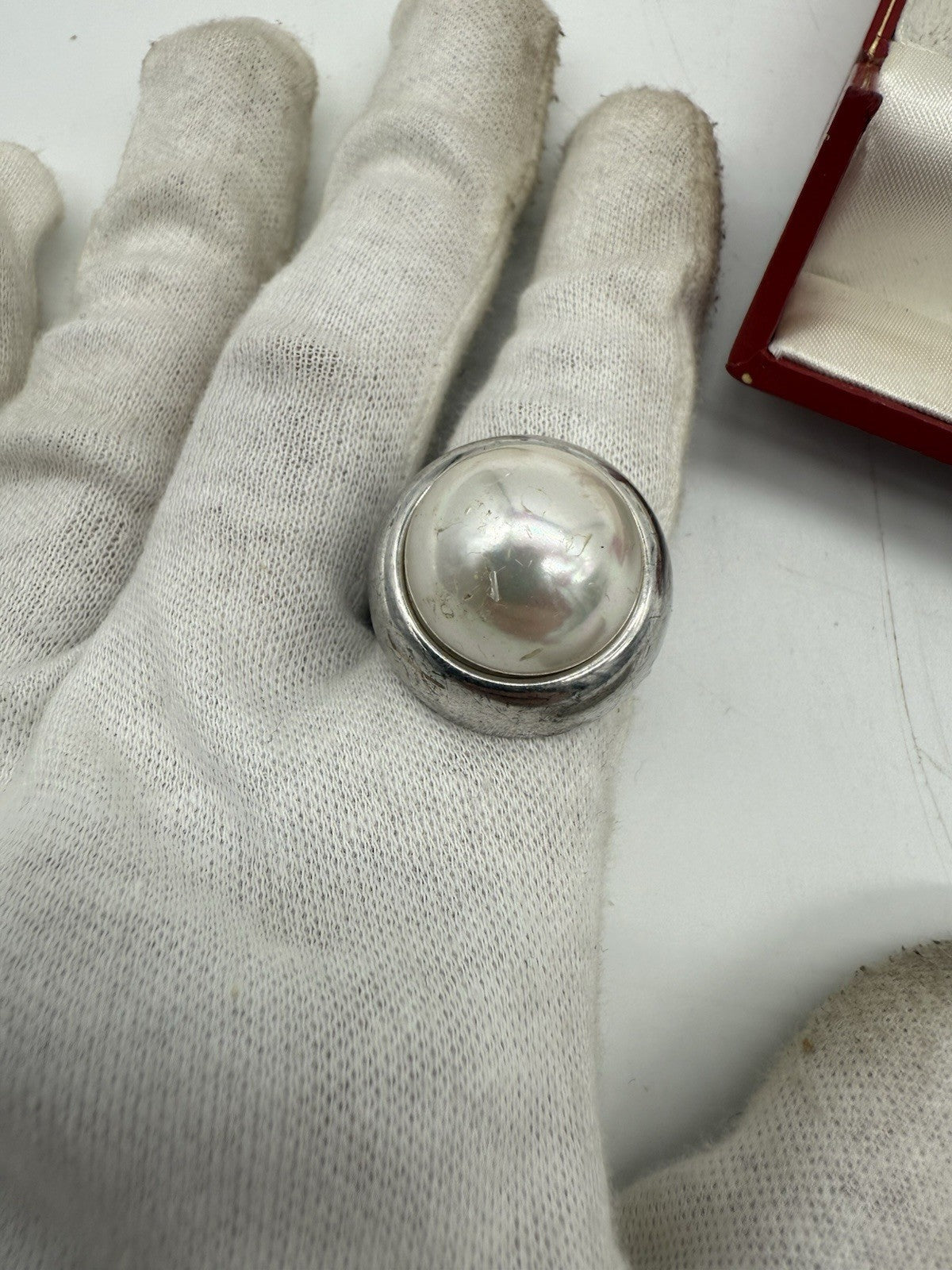 GROßER PERLENRING STERLING SILBER GR.63