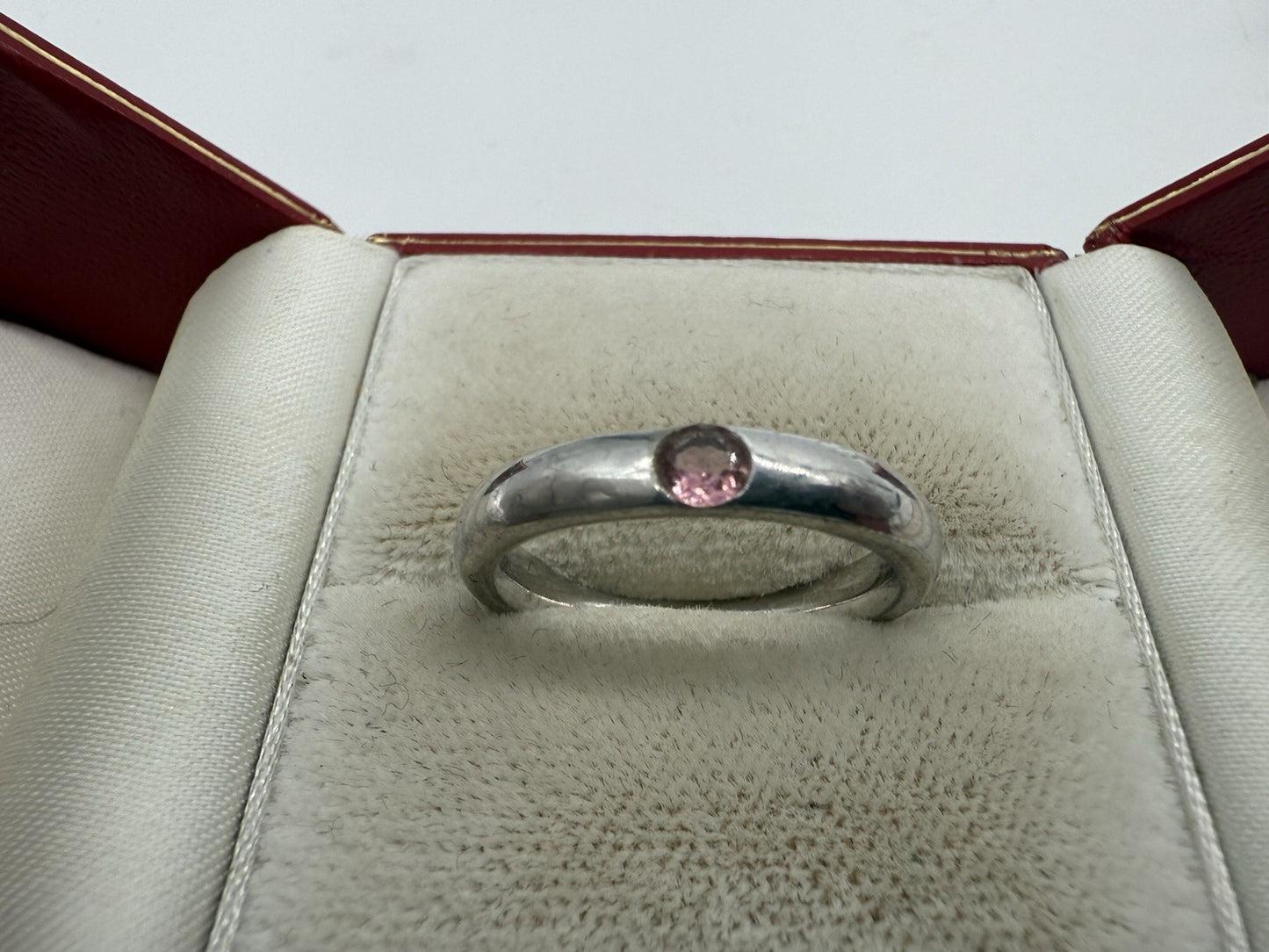 SCHÖNER 925 STERLING SILBER RING MIT ROSA STEIN GR.57