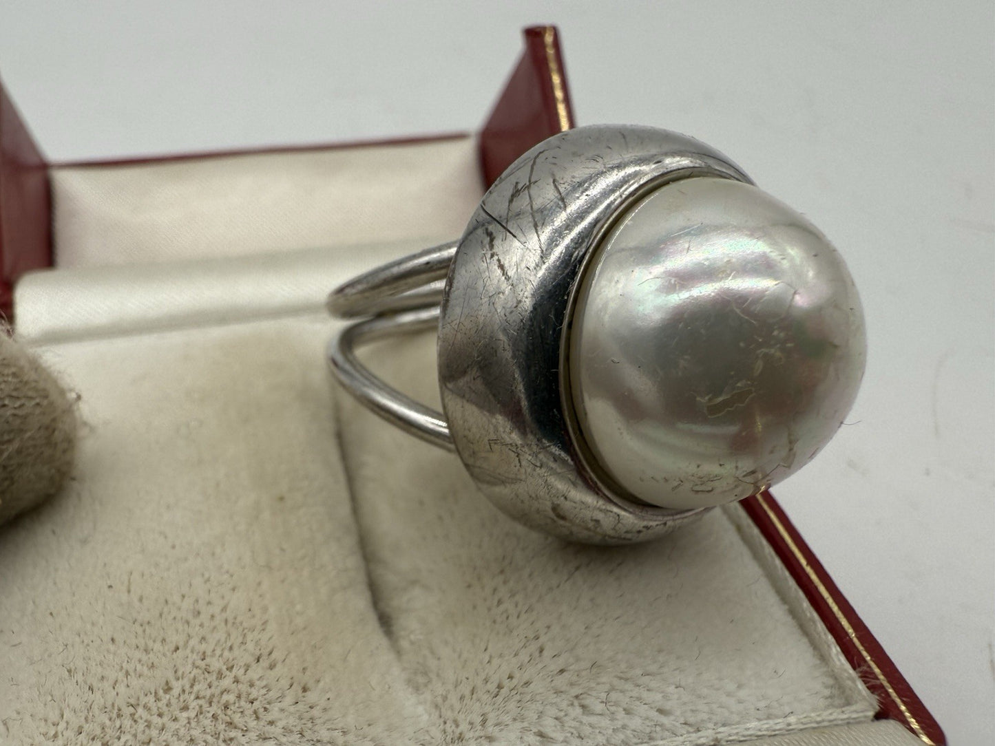 GROßER PERLENRING STERLING SILBER GR.63