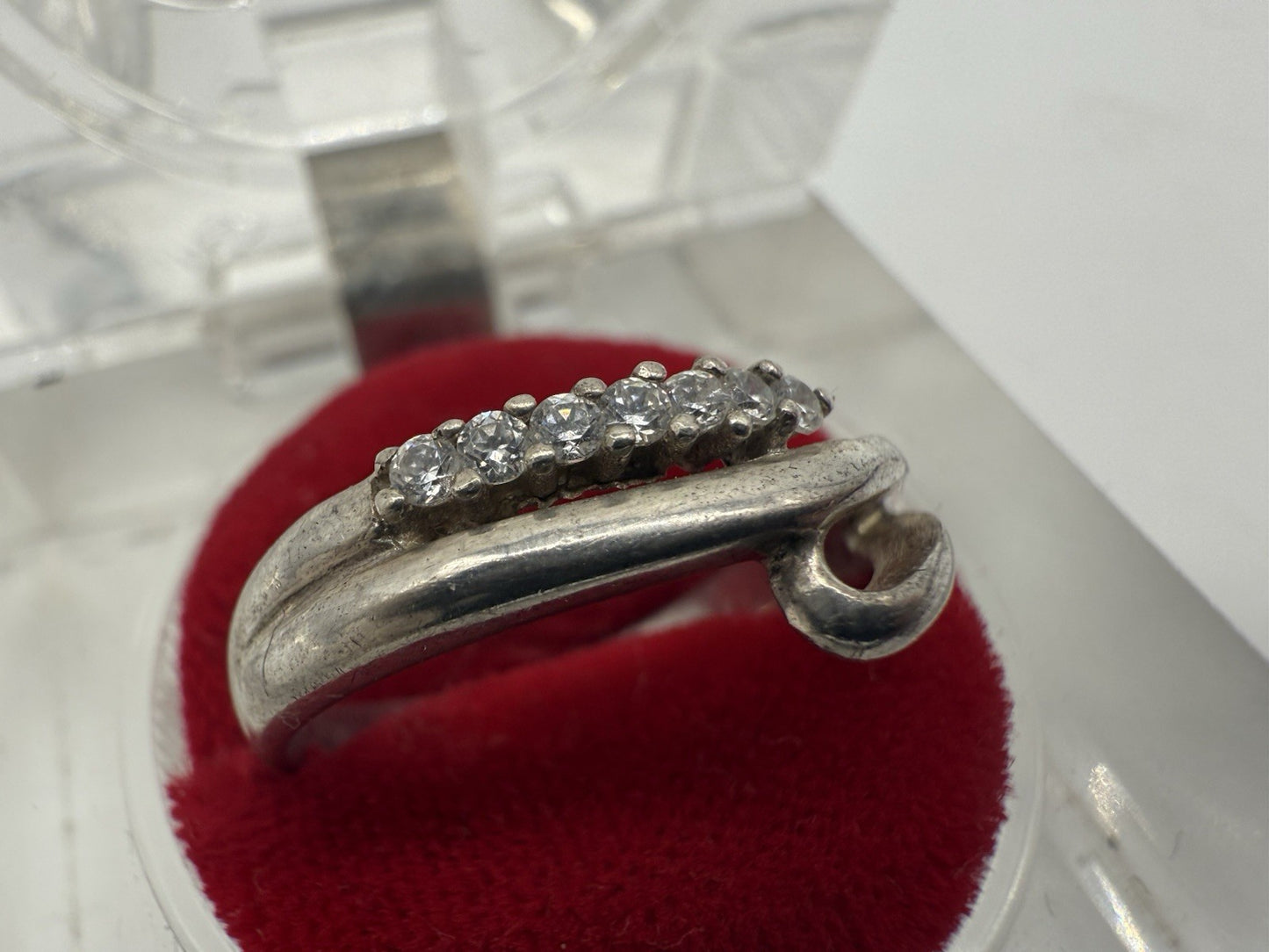 VINTAGE 925 SILBER DAMEN RING EDEL ELEGANT MIT ZIRKONIA GR.60