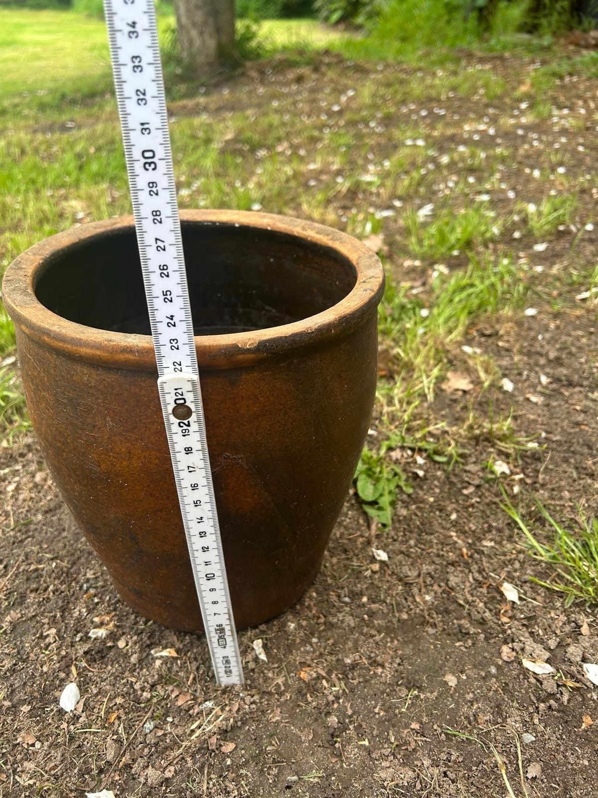 ANTIKER PFLANZENTOPF, GARTENDEKO, STEINGUTTOPF, ALTER TONTOPF