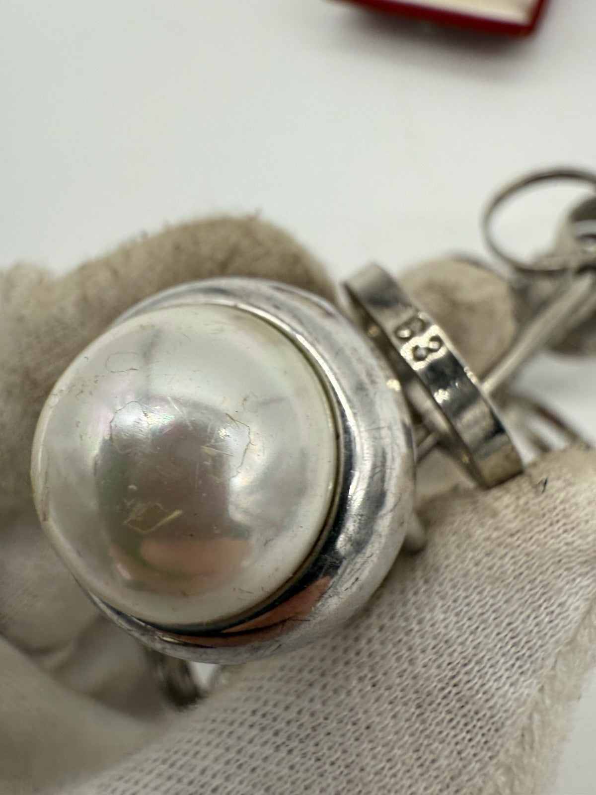 GROßER PERLENRING STERLING SILBER GR.63