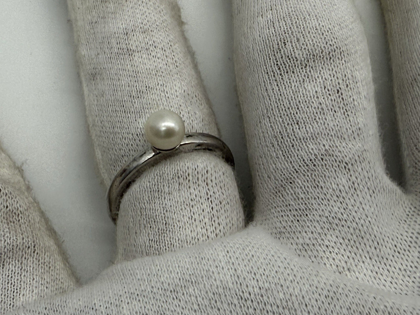 VINTAGE 925 SILBER RING TCHIBO MIT PERLE GR.57