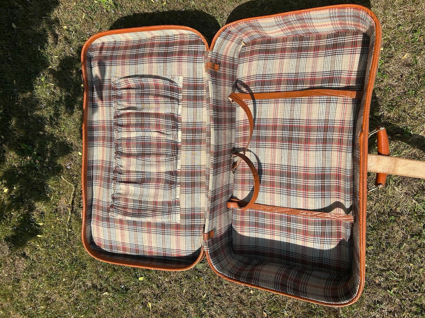 VINTAGE REISEKOFFER LEDERKOFFER BRAUN VINTAGE 60er JAHRE OLDTIMER TASCHE