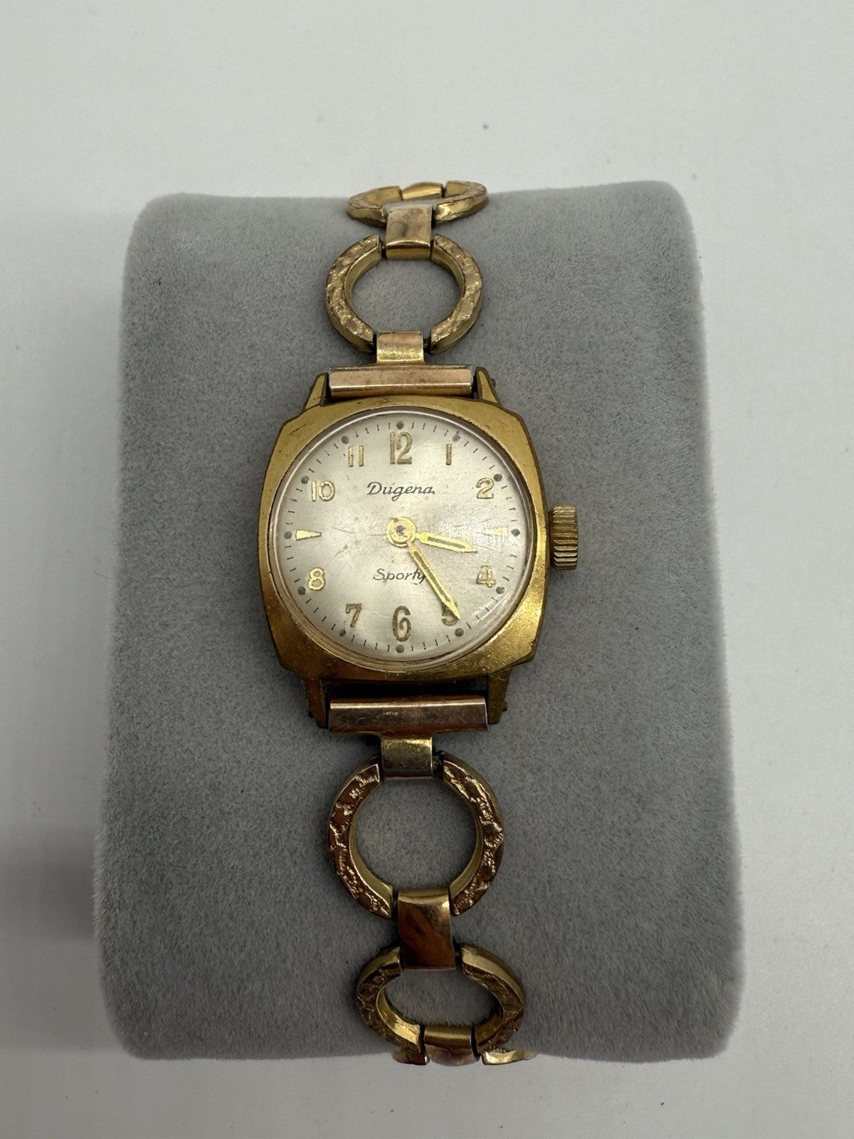 VINTAGE DUGENA SPORTY ARMBANDUHR ART DECO DAMEN VERGOLDET LÄUFT