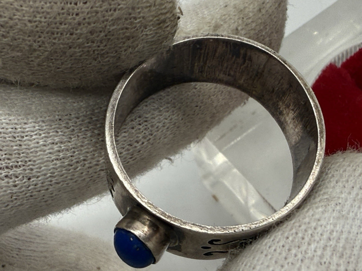 ATTRAKTIVER VINTAGE RING SILBER 925 MIT LAPISLAZULI GR.62