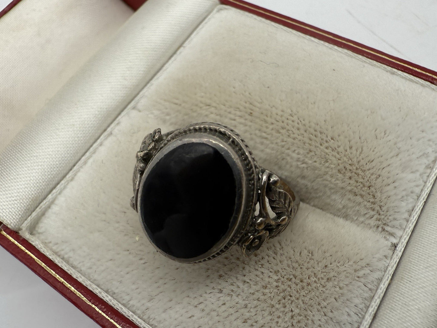 ANTIK JUGENDSTIL ART DÉCO ONYX RING GR.56