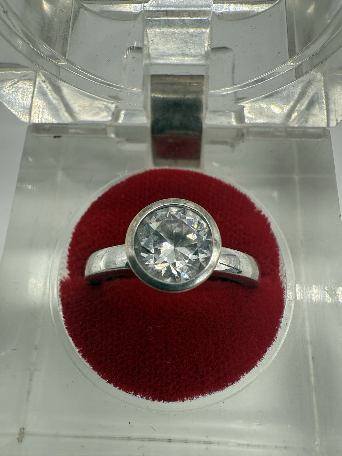 VINTAGE 925 SILBER RING VON TCHIBO MIT ZIRKONIA GR.58