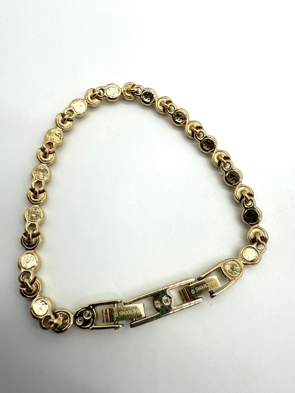 VINTAGE SWAROVSKI TENNIS ARMBAND CITRIN VERGOLDET