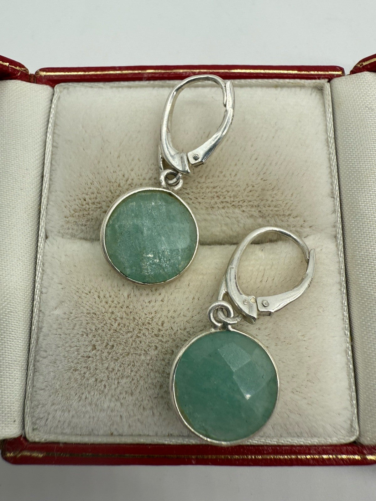 VINTAGE 925 SILBER OHRRINGE MIT AQUAMARIN OVAL