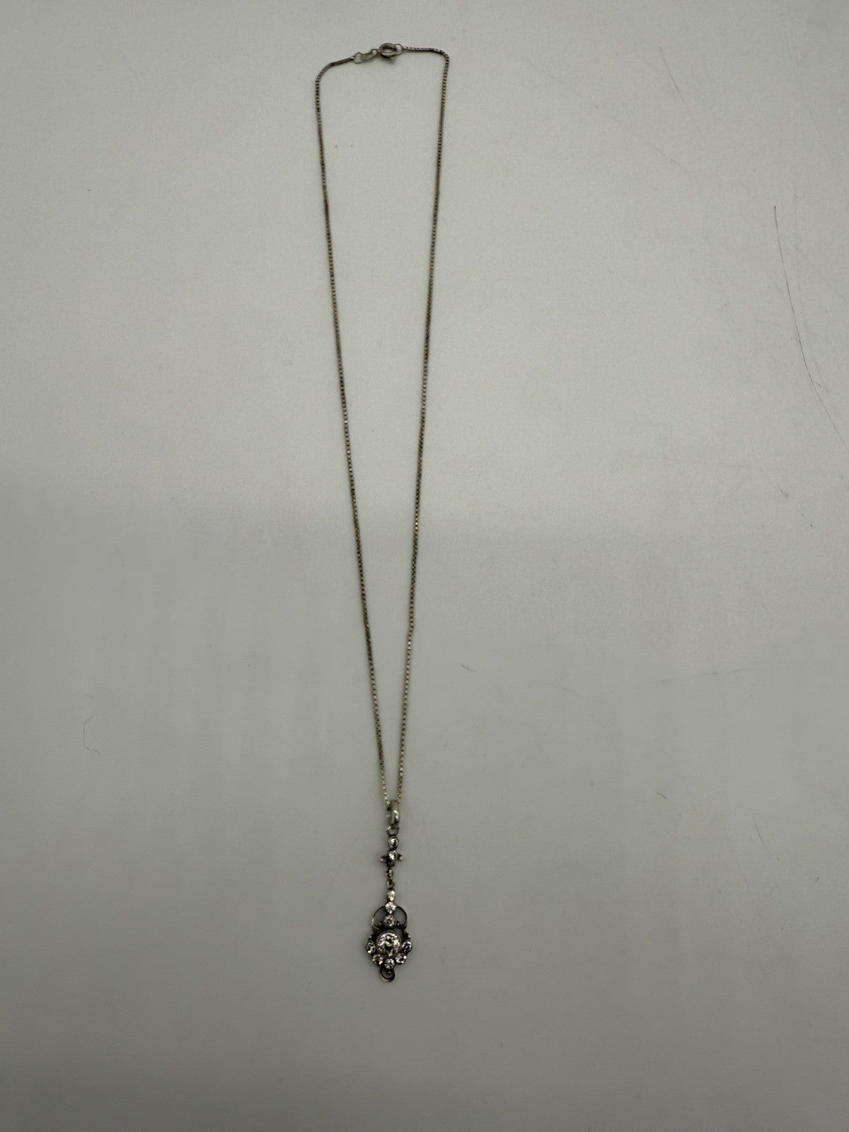 ART DECO 830er SILBER ANHÄNGER VINTAGE FRANKREICH + SILBER KETTE 48cm