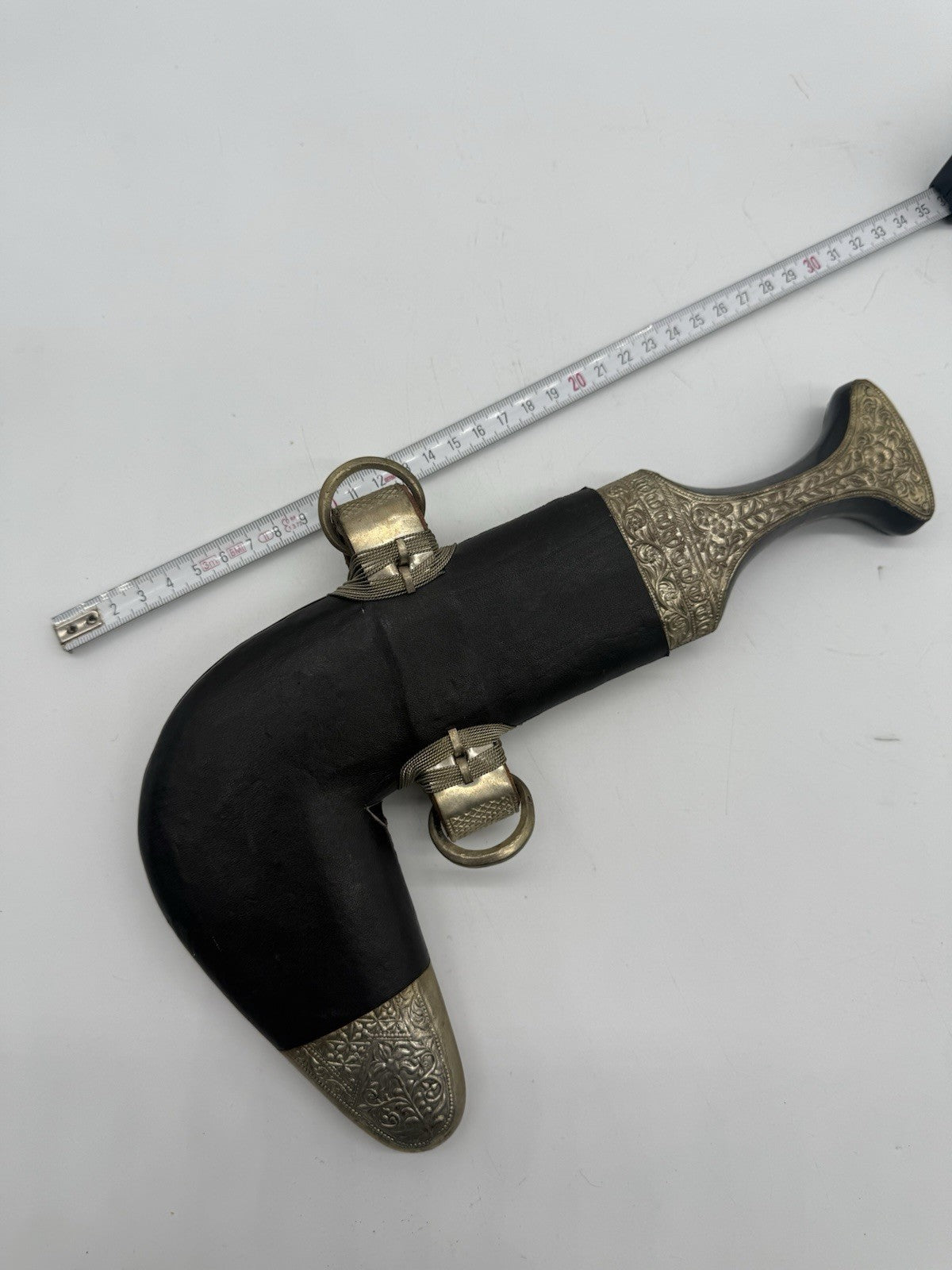 VERZIERTER ARABISCHER DOLCH JAMBIYA KHANJAR MIT HORNGRIFF