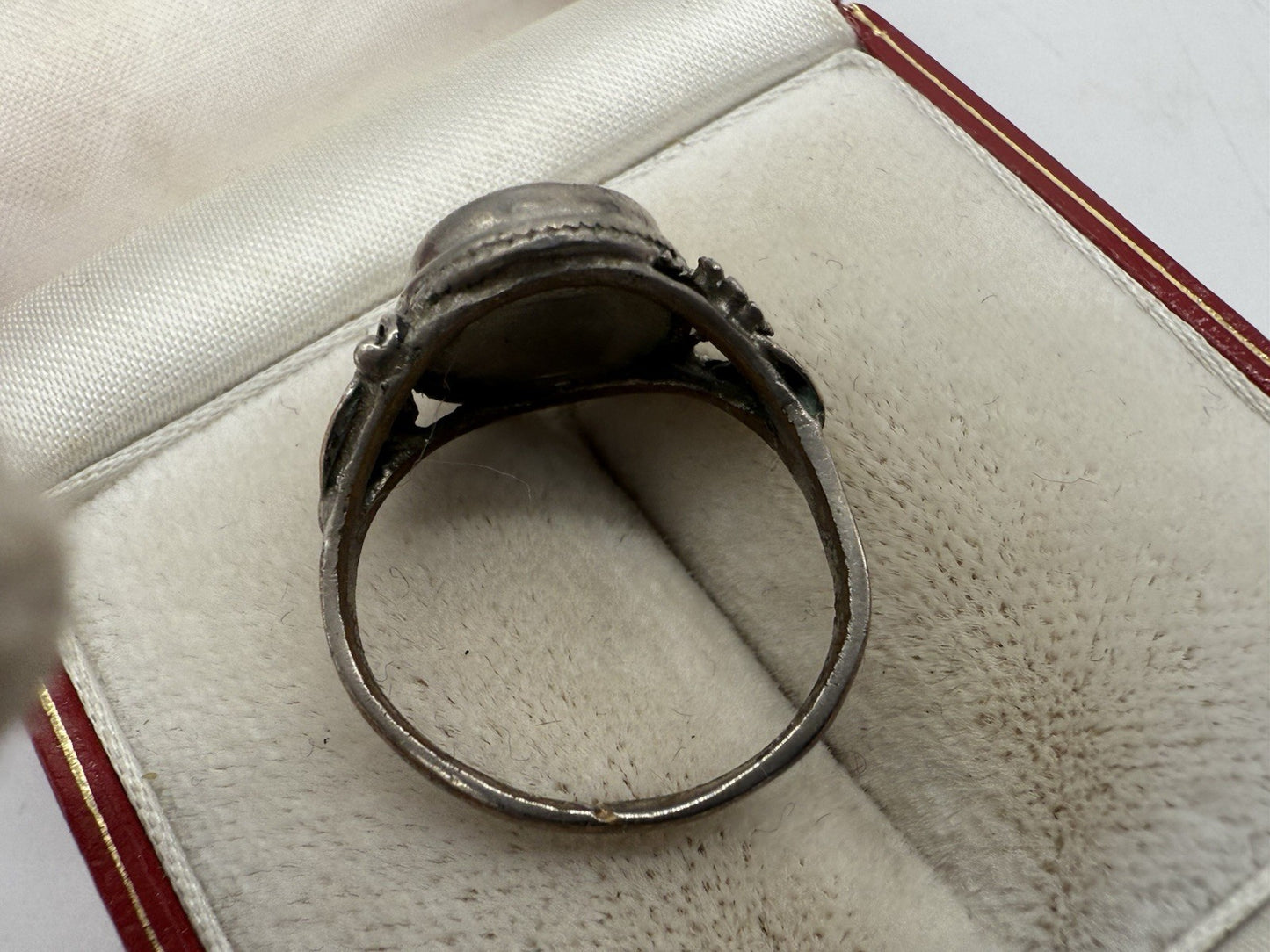 ANTIK JUGENDSTIL ART DÉCO ONYX RING GR.56