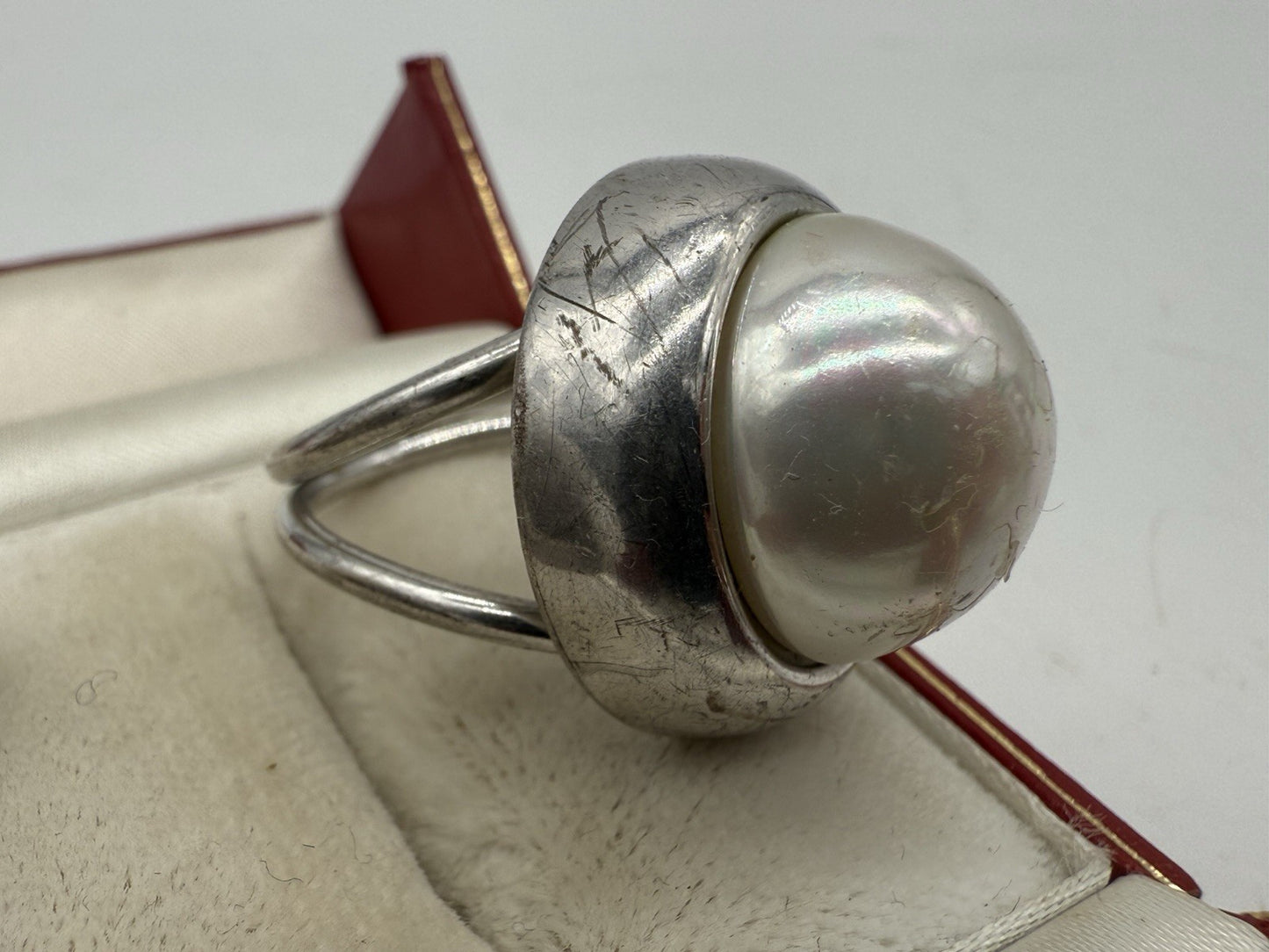GROßER PERLENRING STERLING SILBER GR.63