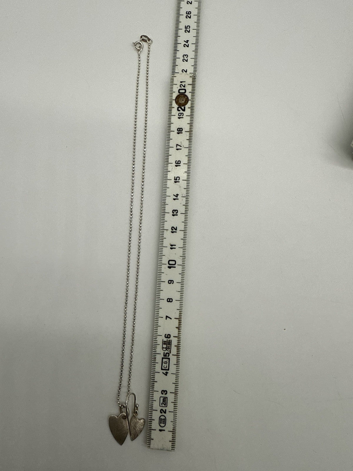 VINTAGE 925 SILBER HERZANHÄNGER MIT KUGELKETTE & OHRRING