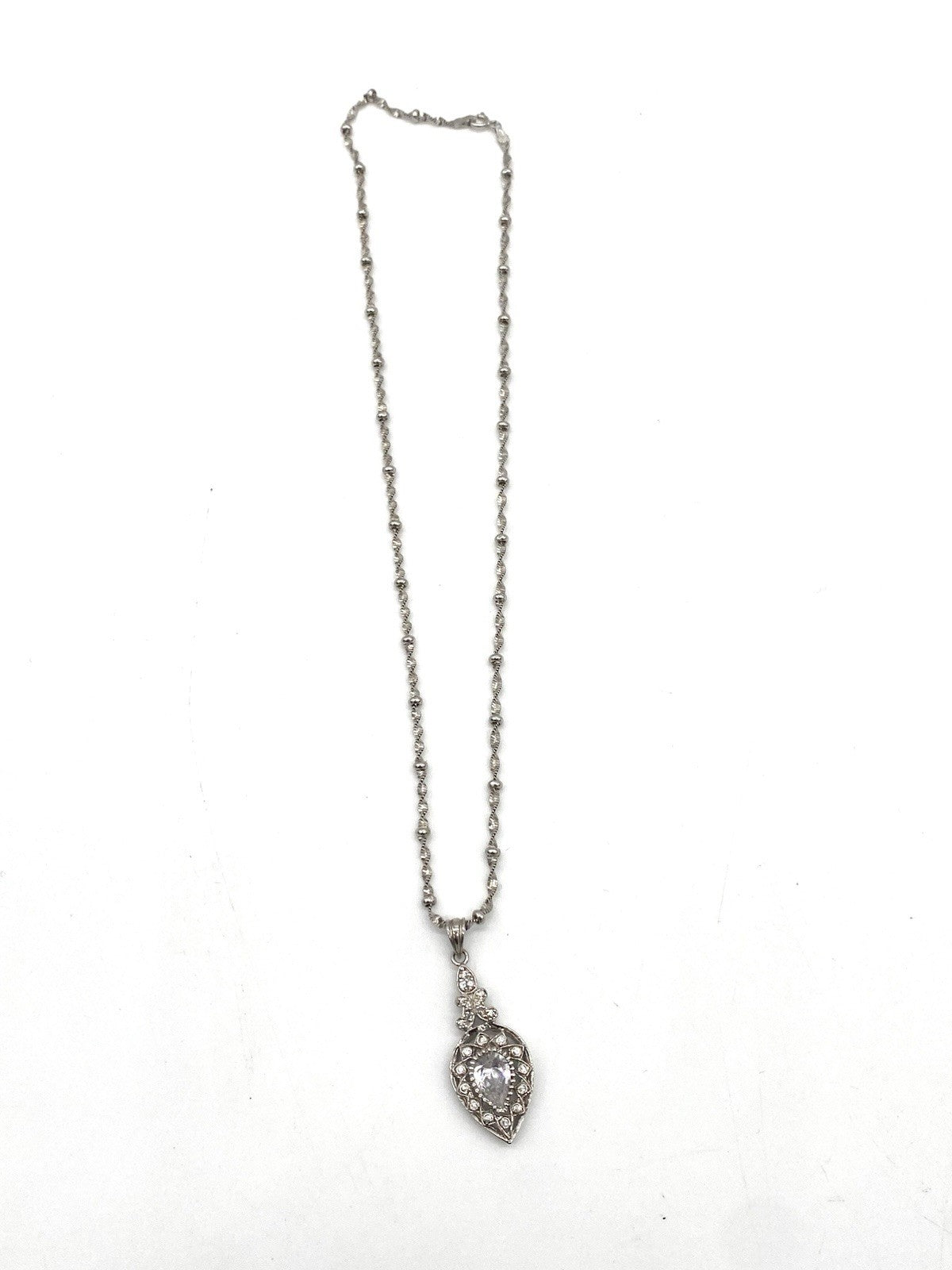 AUSGEFALLENER 925 SILBER ANHÄNGER MIT ZIRKONIA TROPFEN & 925S KETTE 44cm