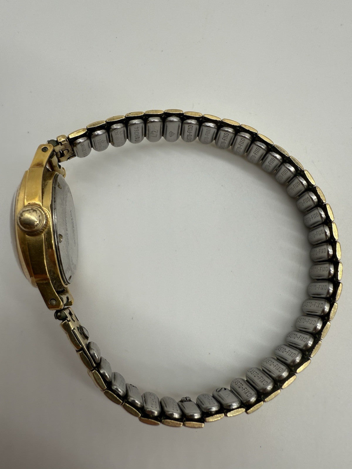 VINTAGE DUGENA FESTA DAMEN UHR STAHL VERGOLDET 20MM HANDAUFZUG LÄUFT
