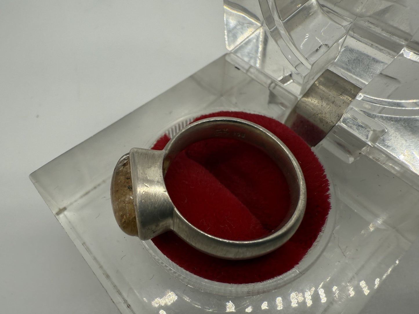 VINTAGE GOLDENER RUTILQUARZ RING 950 STERLING SILBER GR.56