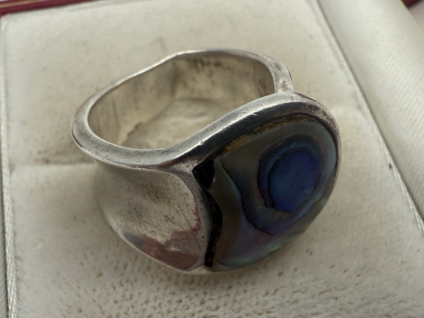 VINTAGE 925 STERLING SILBER RING MIT MUSCHEL PERLMUTT GR.56