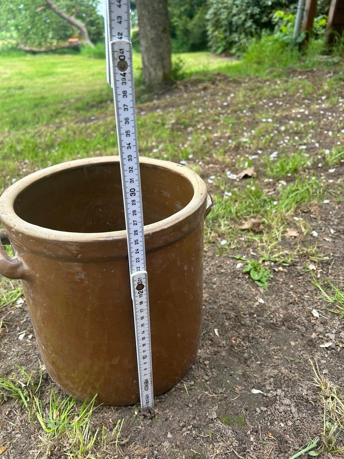 ANTIKER PFLANZENTOPF, GARTENDEKO, STEINGUTTOPF, ALTER TONTOPF
