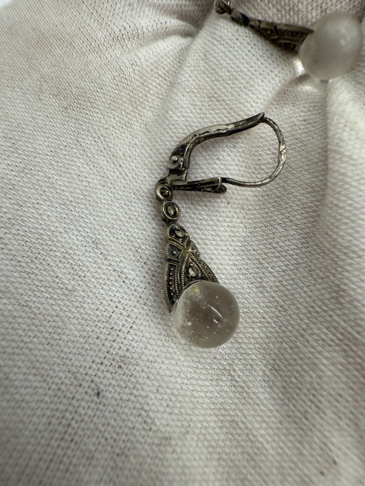 VINTAGE SKANDINAVIEN KARL LAINE 835 SILBER OHRRINGE BERGKRISTALL