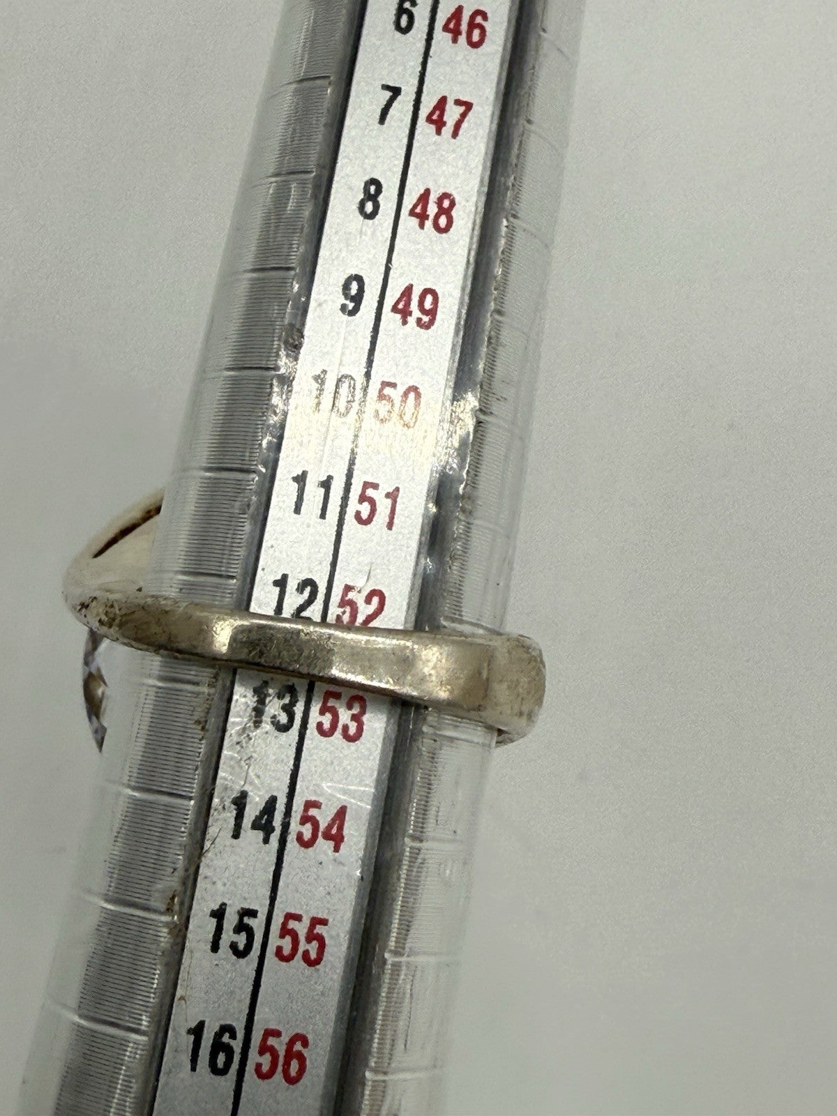 DAMENRING 925 STERLING SILBER MIT GROßEM WEIßEN ZIRKONIA GR.53