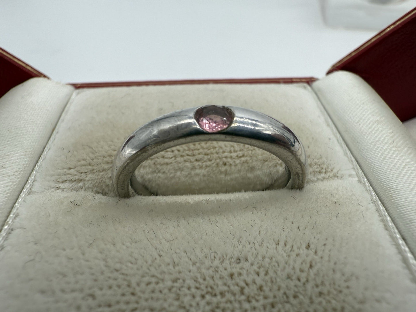 SCHÖNER 925 STERLING SILBER RING MIT ROSA STEIN GR.57