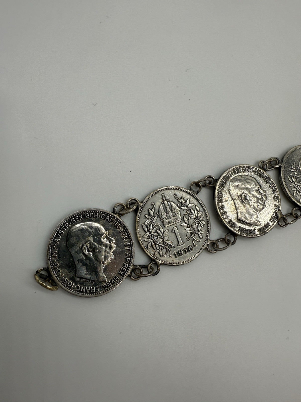 ALTES SILBER MÜNZEN ARMBAND IN 835er SILBER