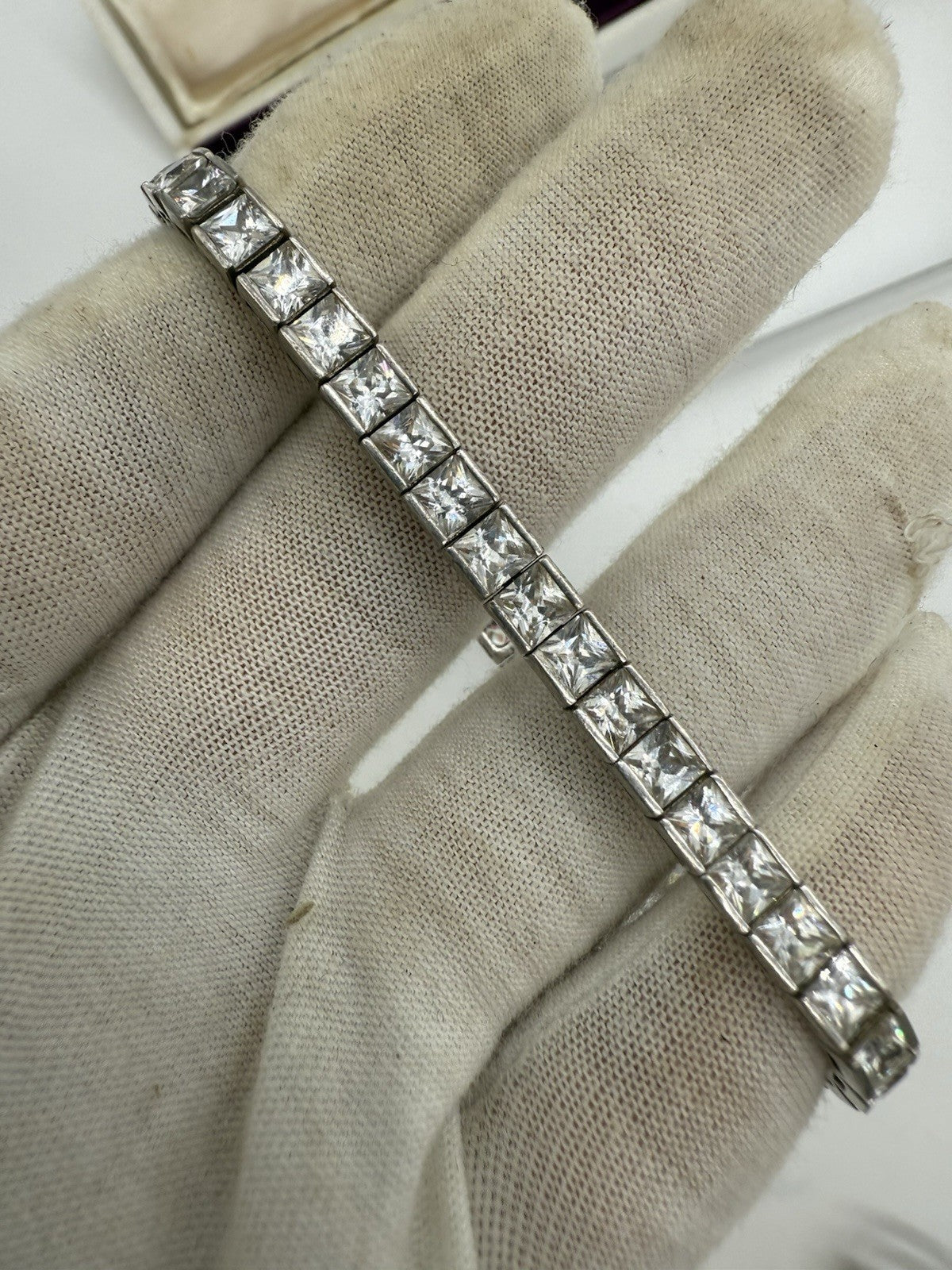HOCHWERTIGES ZIRKONIA TENNIS ARMBAND 925er STERLING SILBER MIT ETUI
