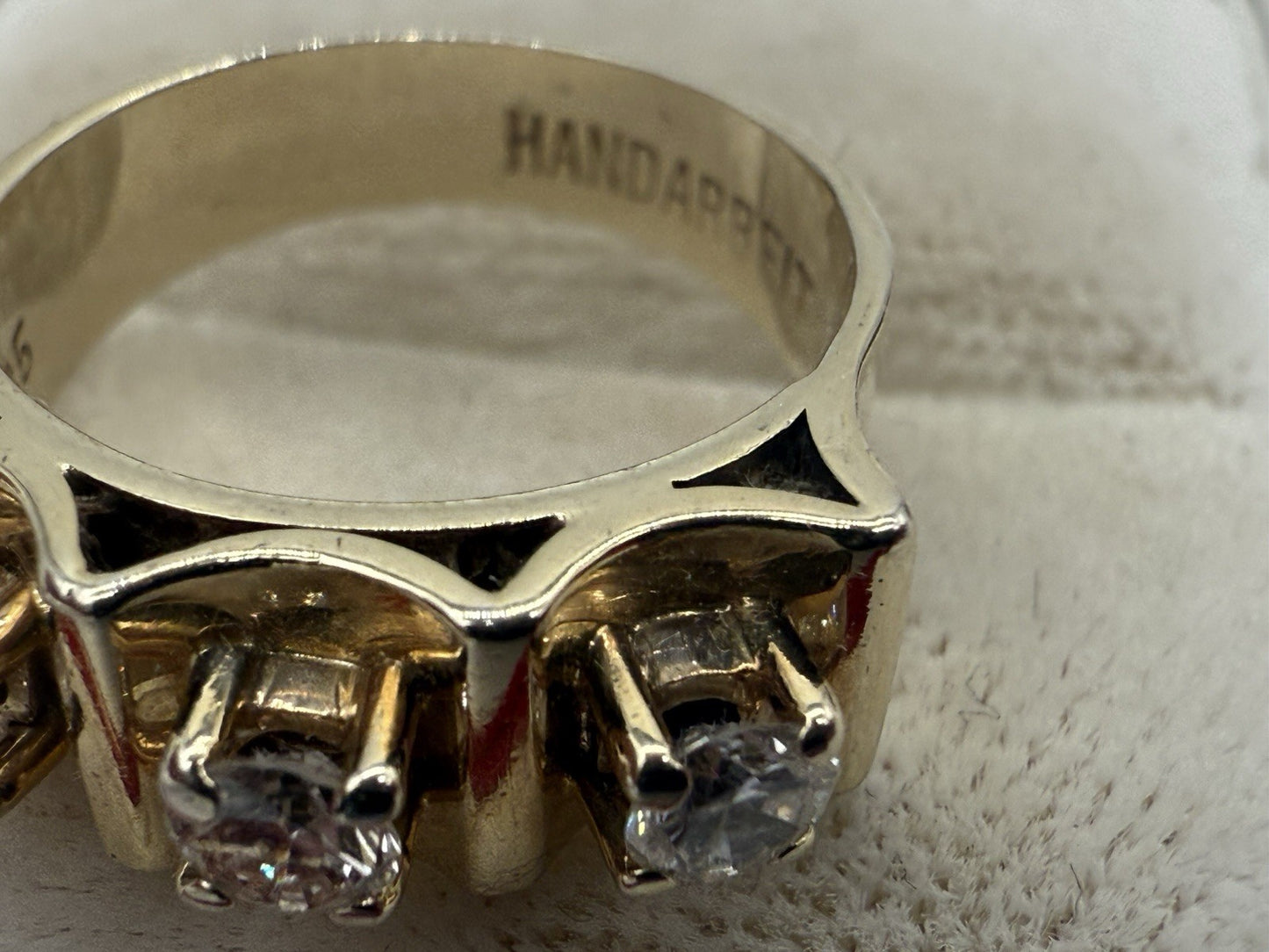 MASSIVER BRILLANTRING AUS 585 GOLD 14K - 3 DIAMANTEN GR.55