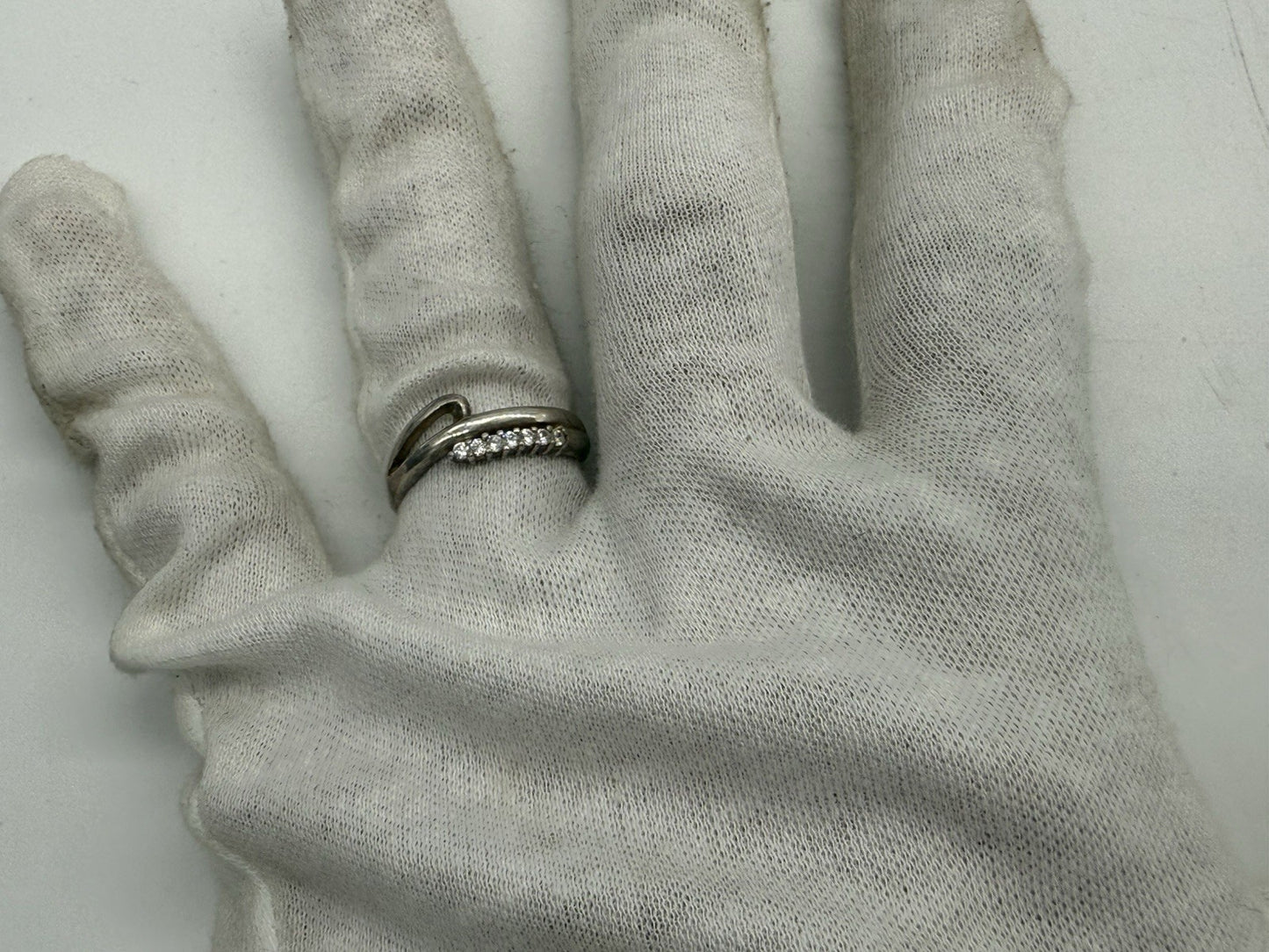 VINTAGE 925 SILBER DAMEN RING EDEL ELEGANT MIT ZIRKONIA GR.60