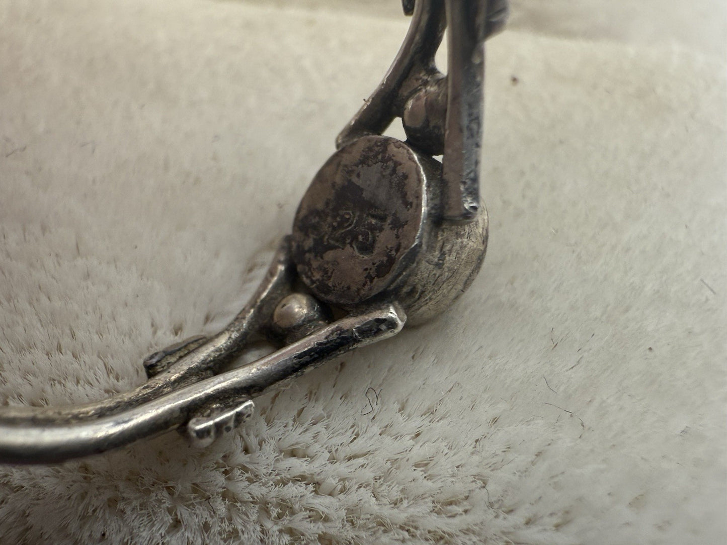 VINTAGE 925 SILBER RING MIT NATÜRLICHEM LABRADORIT HANDARBEIT GR.49