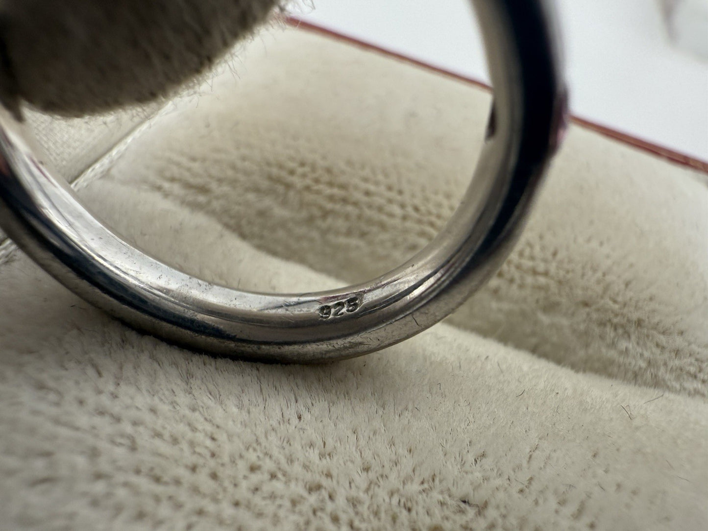 SCHÖNER 925 STERLING SILBER RING MIT ROSA STEIN GR.57