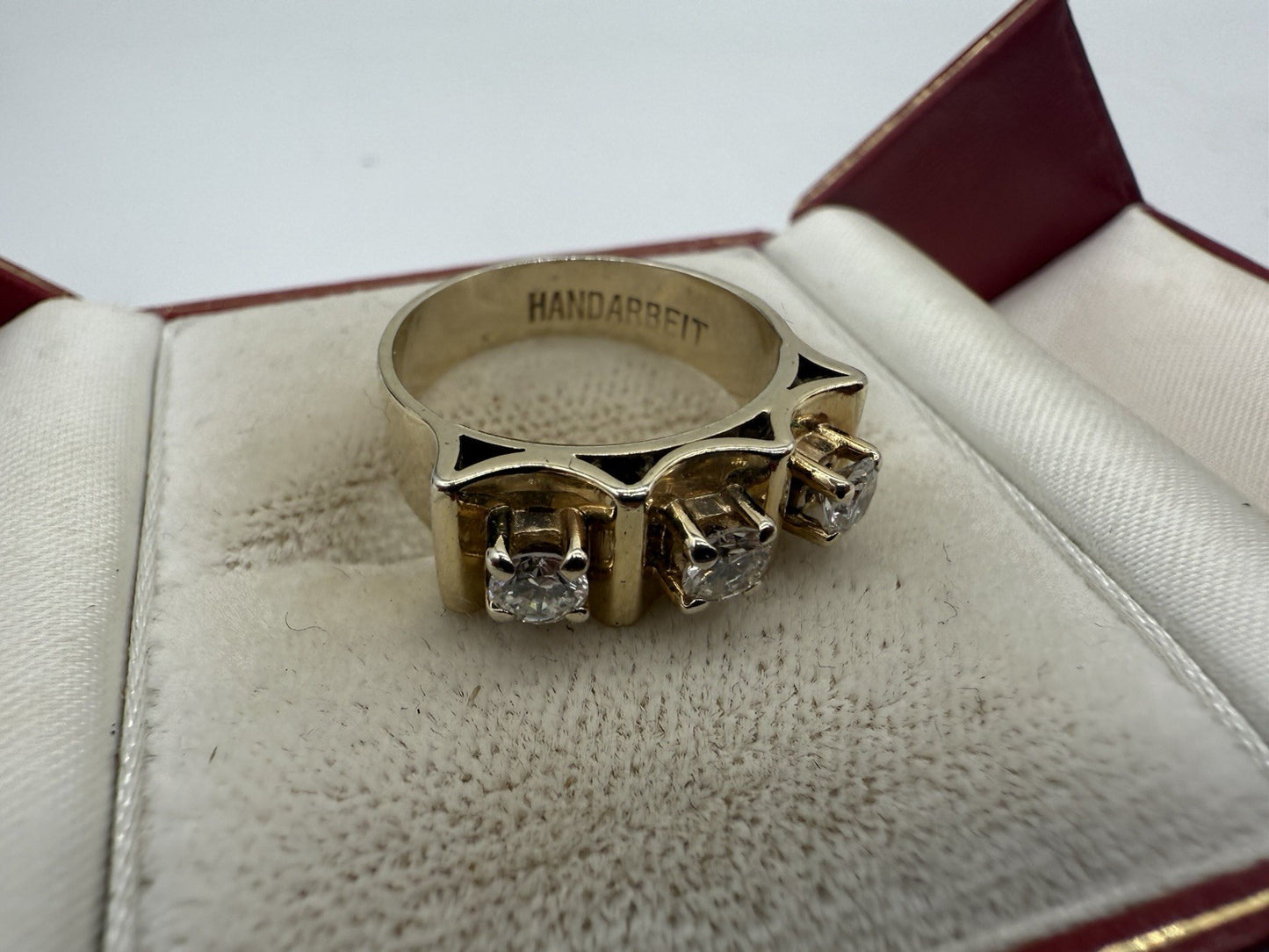MASSIVER BRILLANTRING AUS 585 GOLD 14K - 3 DIAMANTEN GR.55