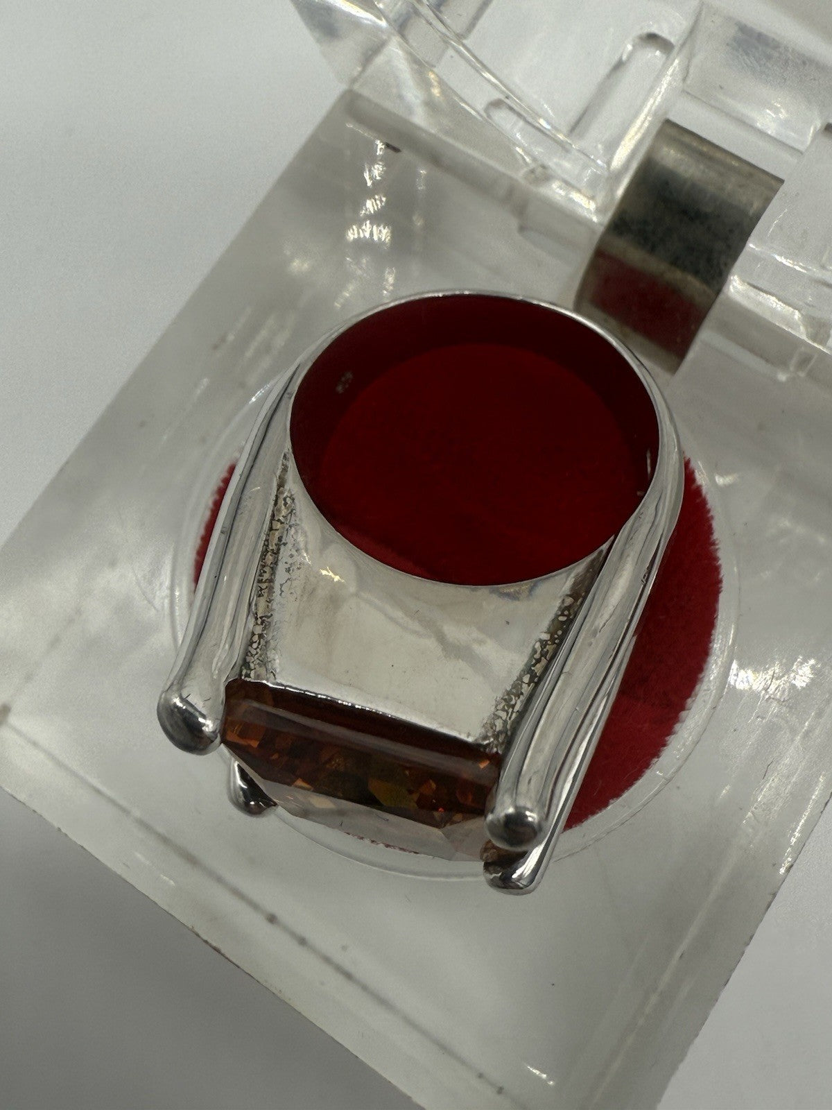 925 SILBER RING MIT SYNTHETISCHEN CITRIN STATEMENT-SCHMUCK VINTAGE GR.55