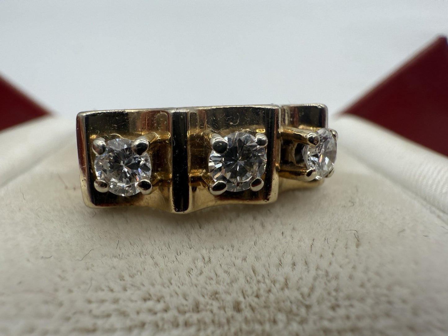 MASSIVER BRILLANTRING AUS 585 GOLD 14K - 3 DIAMANTEN GR.55