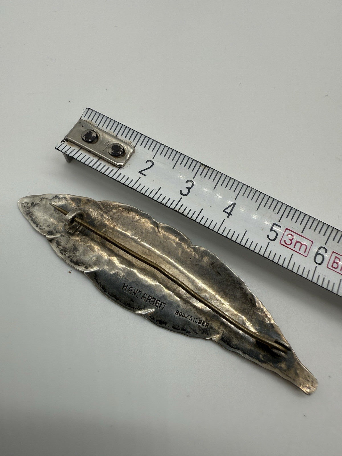 VINTAGE BROSCHE BLATT AUS 800er SILBER HANDARBEIT
