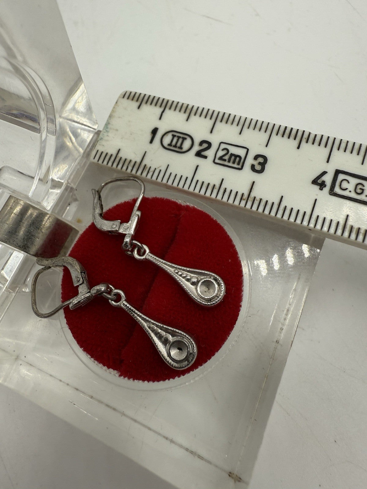 JUGENDSTIL 835 SILBER HÄNGE OHRRINGE TROPFENFORM