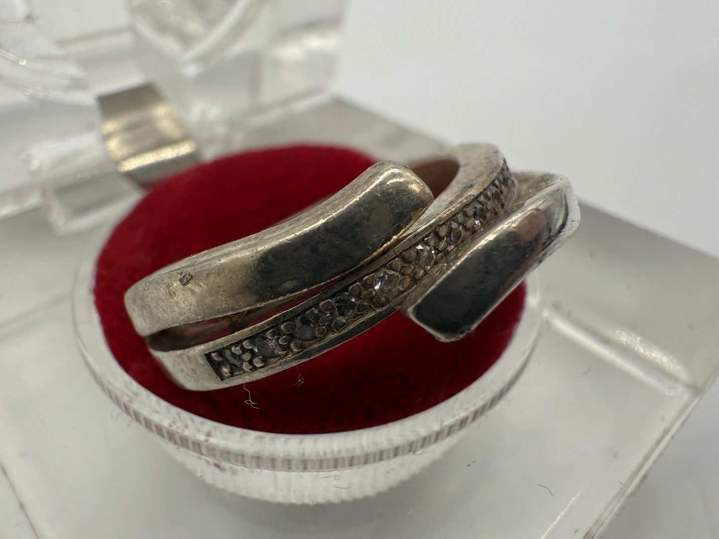 FOSSIL RING 925 SILBER SPIRALFÖRMIG ZIRKONIA GR.60