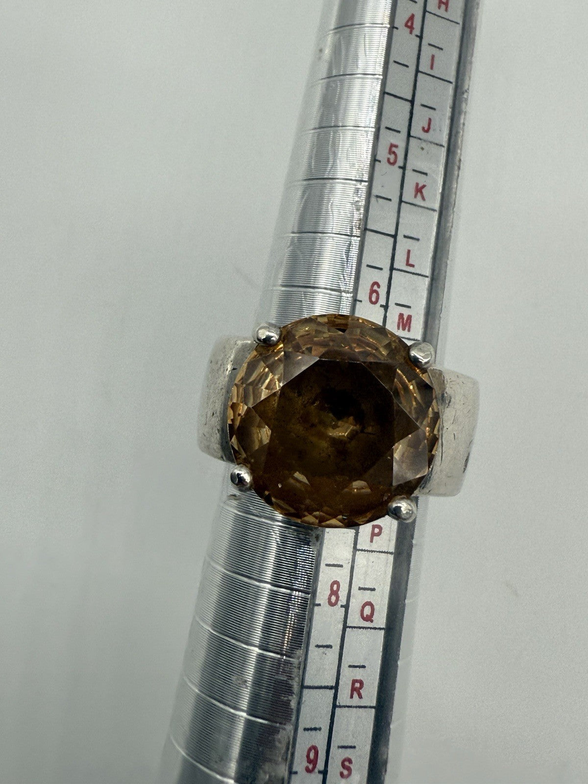 GROßER 925er SILBER RING MIT ORANGEM SCHMUCKSTEIN CITRIN? VINTAGE GR.54