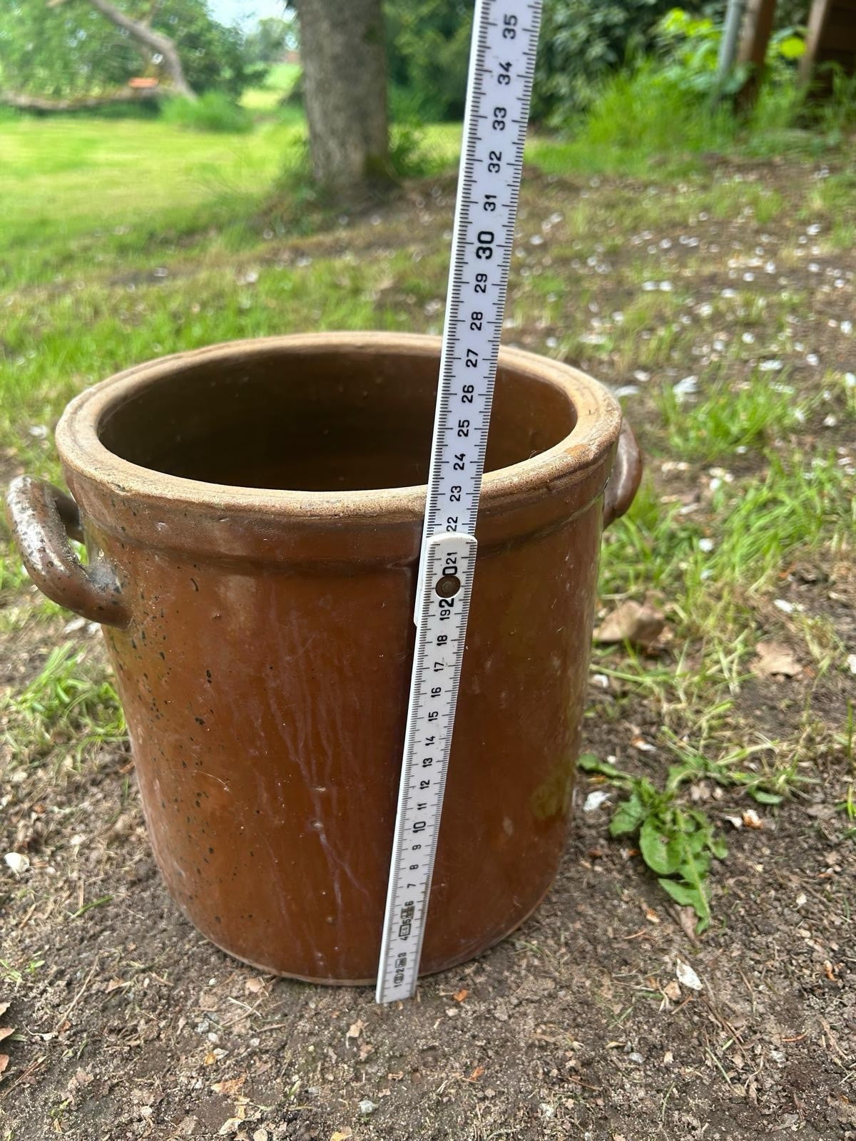 ANTIKER PFLANZENTOPF, GARTENDEKO, STEINGUTTOPF, ALTER TONTOPF