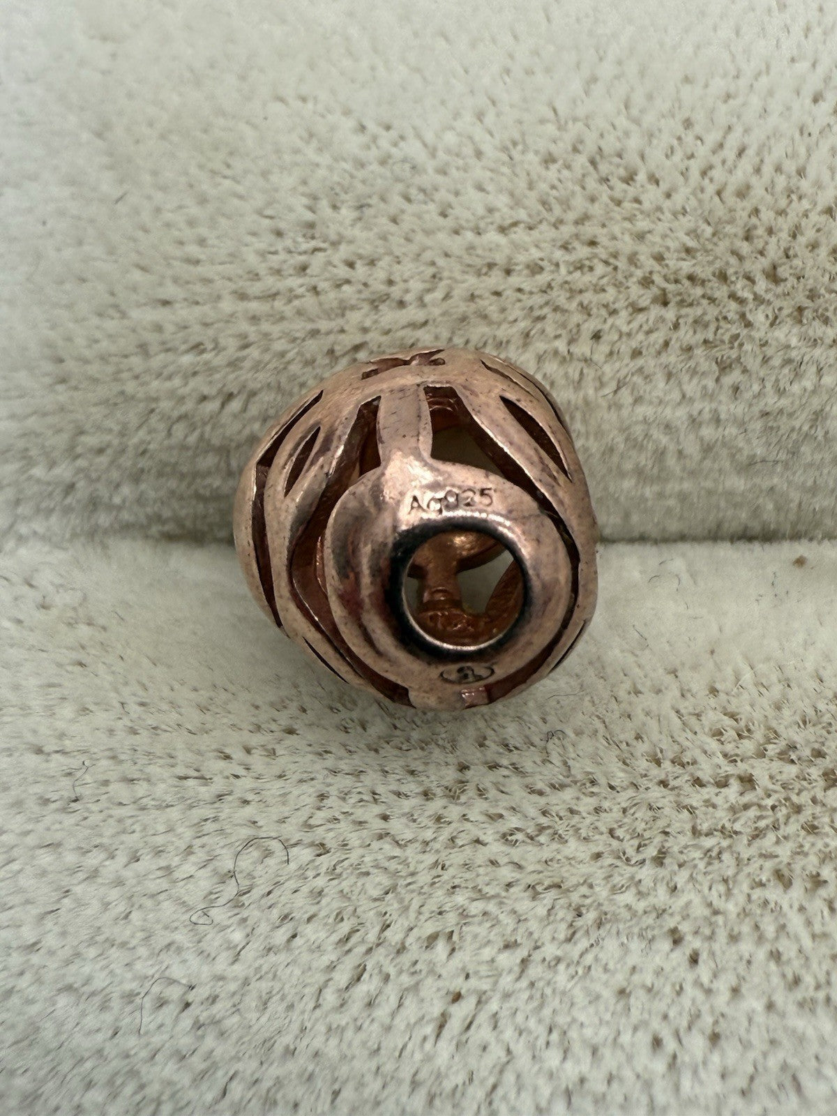 THOMAS SABO KARMA BEADS HERZ 925 STERLING SILBER ROSE VERGOLDET CHARM