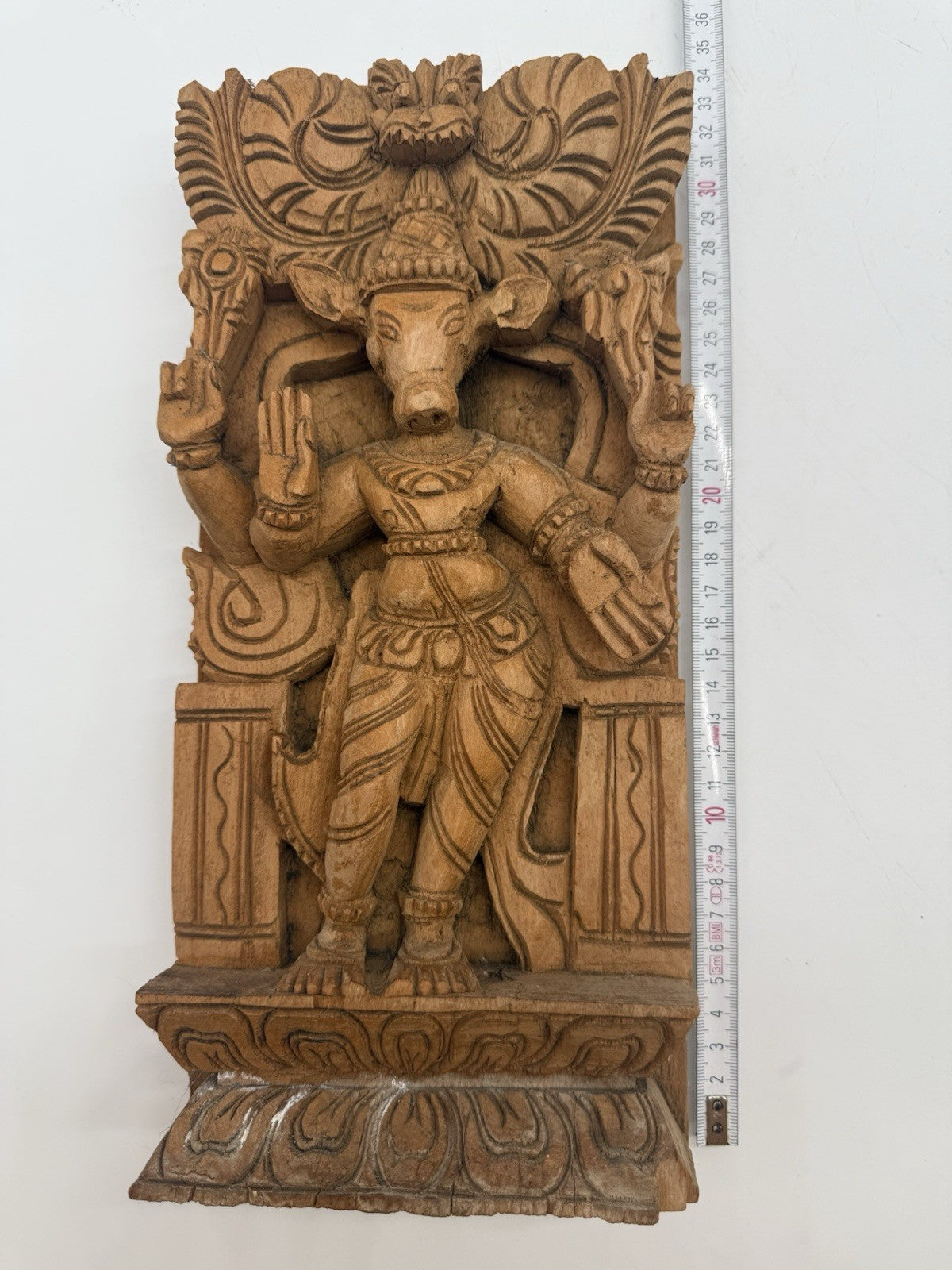 ALTES INDISCHES HOLZRELIEF GOTTHEIT GANESHA SCHNITZEREI