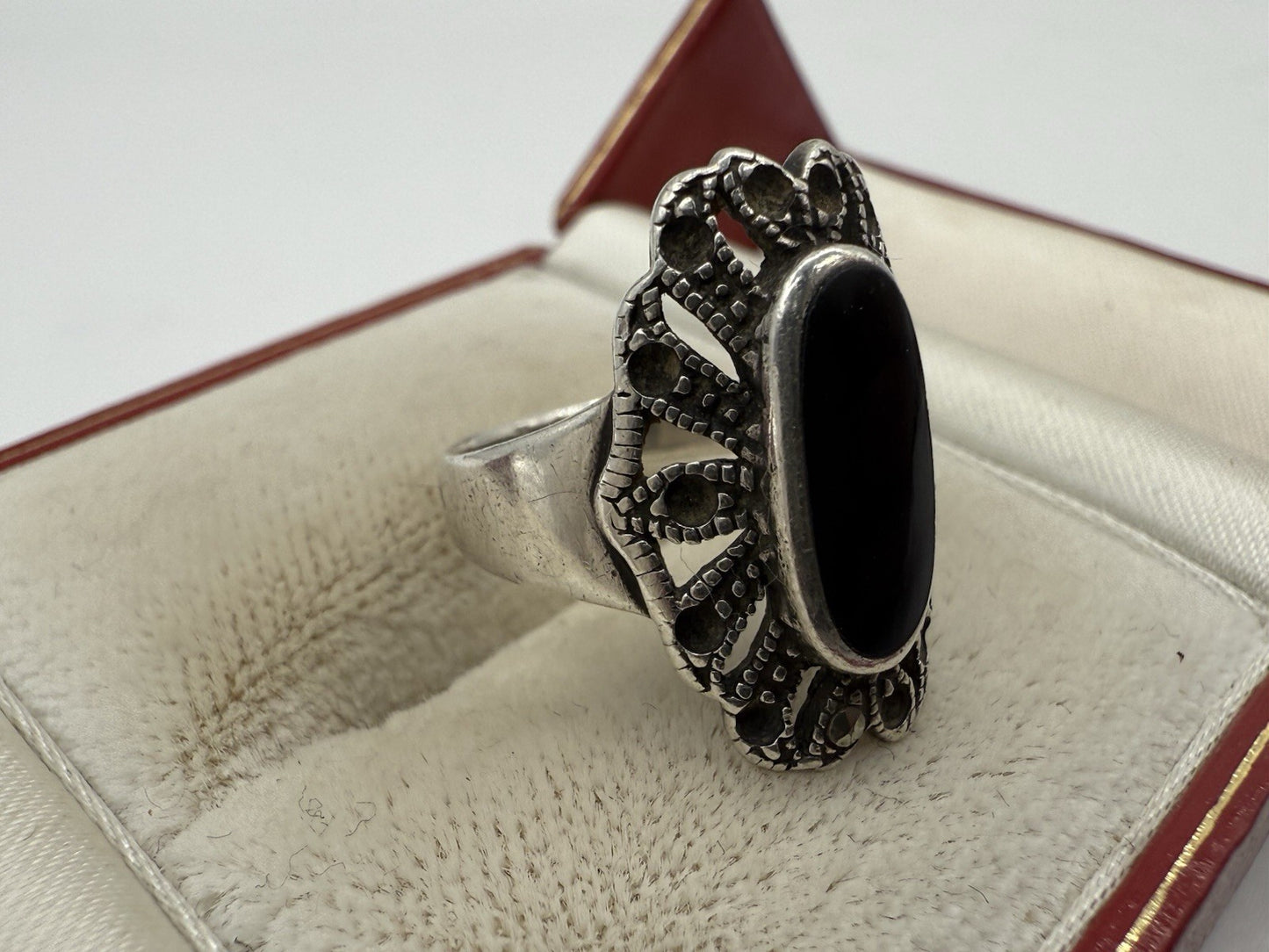 VINTAGE ONYX RING 925 STERLING SILBER GR.51