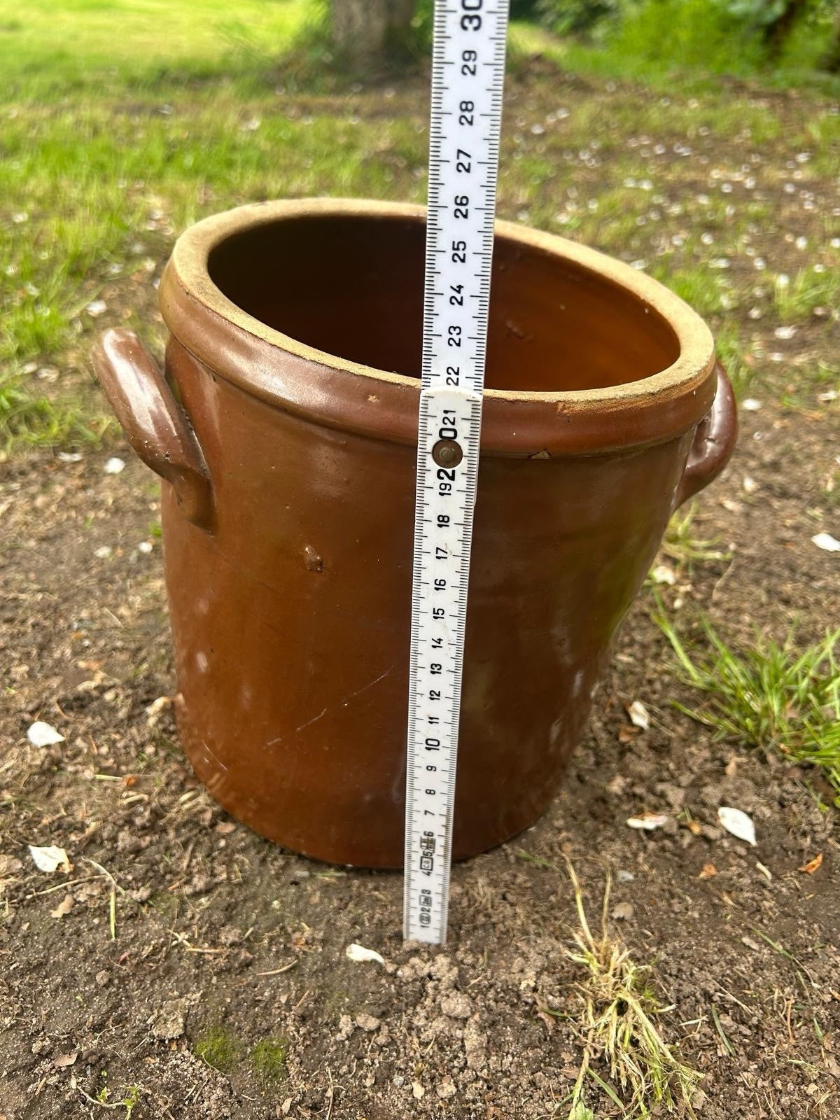 ANTIKER PFLANZENTOPF, GARTENDEKO, STEINGUTTOPF, ALTER TONTOPF