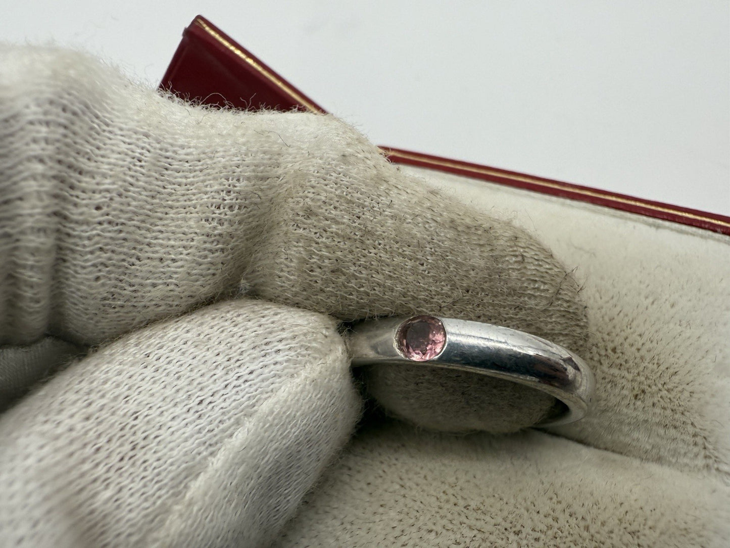 SCHÖNER 925 STERLING SILBER RING MIT ROSA STEIN GR.57