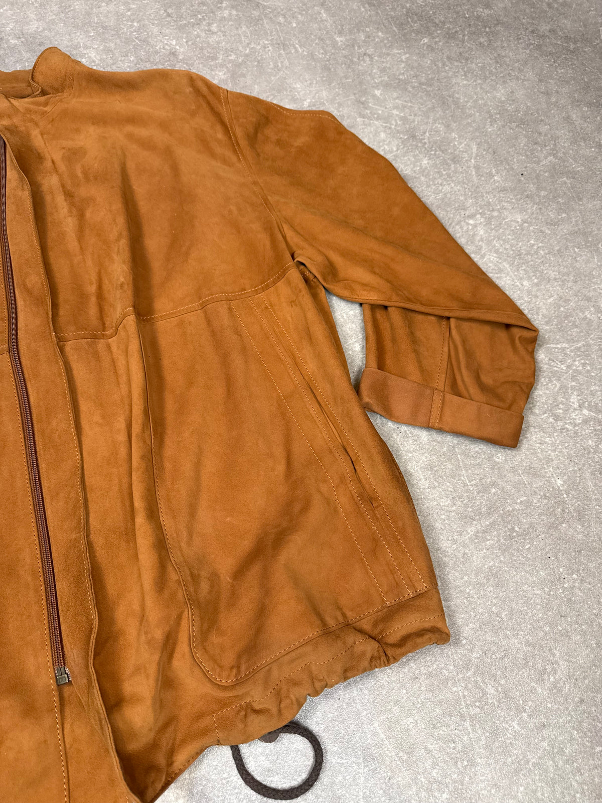 Munper Lederjacke Veloursleder Braun Cognac Vintage Oversize Gr. 50