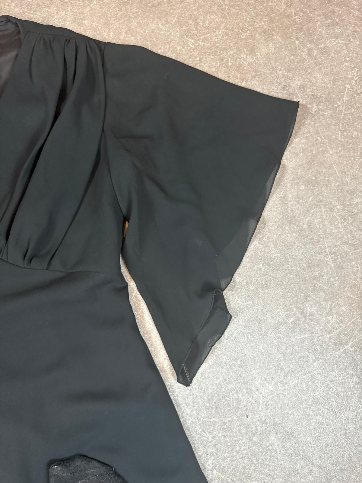 Vintage Damen Abendkleid Schwarz – Langes Maxikleid mit Flügelärmeln